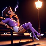 Purple Stockings Smoking.