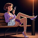 Purple Stockings Smoking.