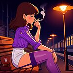 Purple Stockings Smoking.