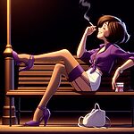 Purple Stockings Smoking.