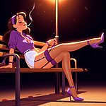 Purple Stockings Smoking.