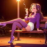 Purple Stockings Smoking.