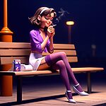 Purple Stockings Smoking.