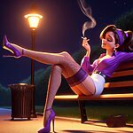 Purple Stockings Smoking.