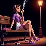 Purple Stockings Smoking.