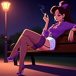 Purple Stockings Smoking.