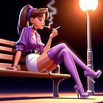 Purple Stockings Smoking.