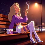 Purple Stockings Smoking.