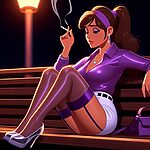 Purple Stockings Smoking.