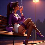 Purple Stockings Smoking.