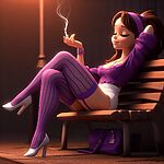 Purple Stockings Smoking.