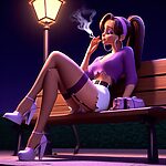 Purple Stockings Smoking.