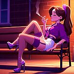 Purple Stockings Smoking.