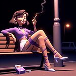 Purple Stockings Smoking.