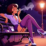 Purple Stockings Smoking.