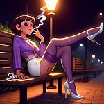 Purple Stockings Smoking.